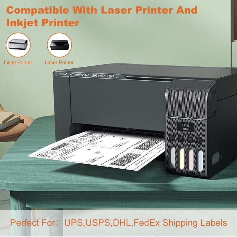 BESTEASY 200 Half Sheet Self Adhesive Shipping Labels, Laser/Ink Jet White Blank Shipping Labels 8.5" x 5.5" Address Labels (100 Sheet Total 200 Labels) - Image 5